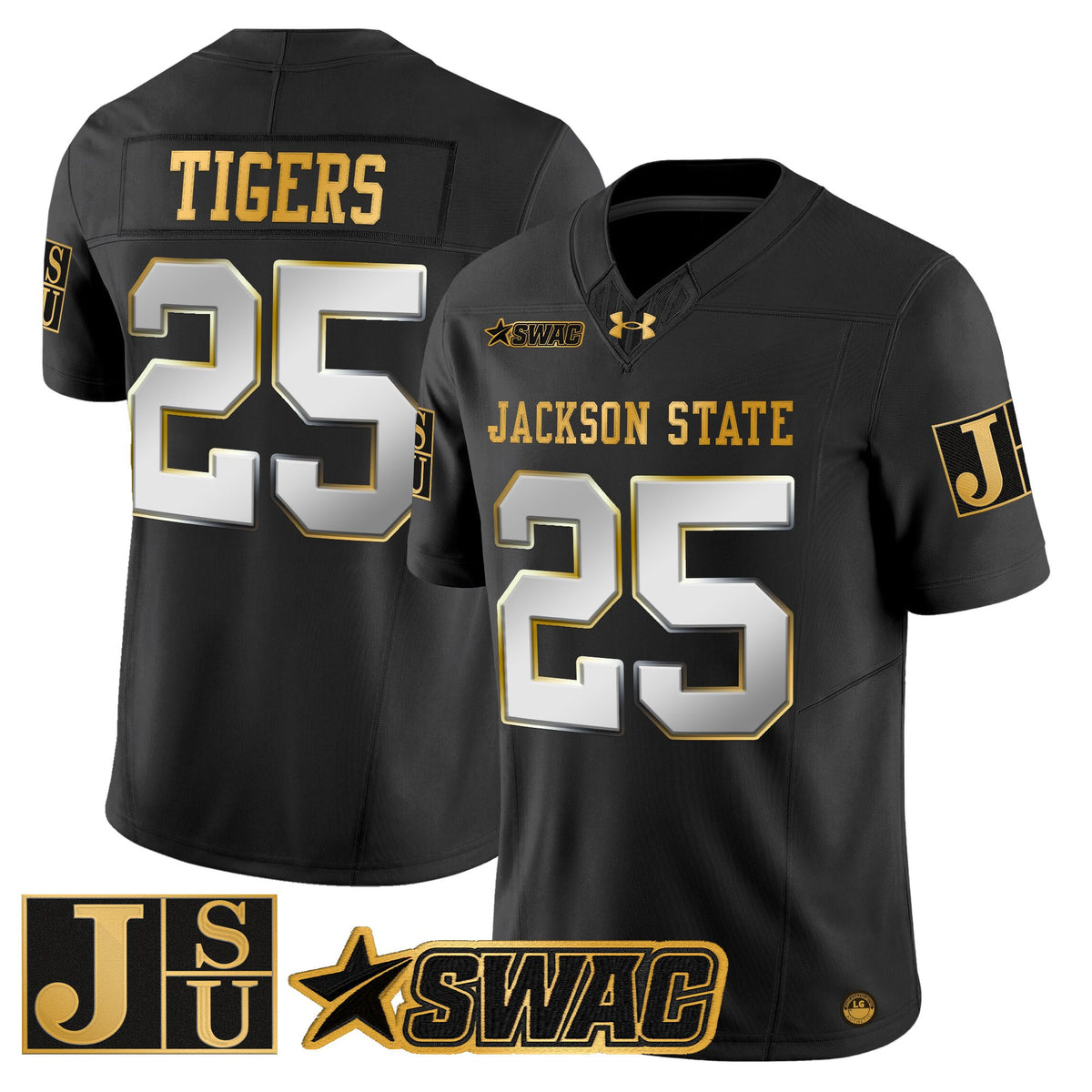 Men's Jackson State Tigers 2025 Gold Vapor Limited Jersey - All Stitched