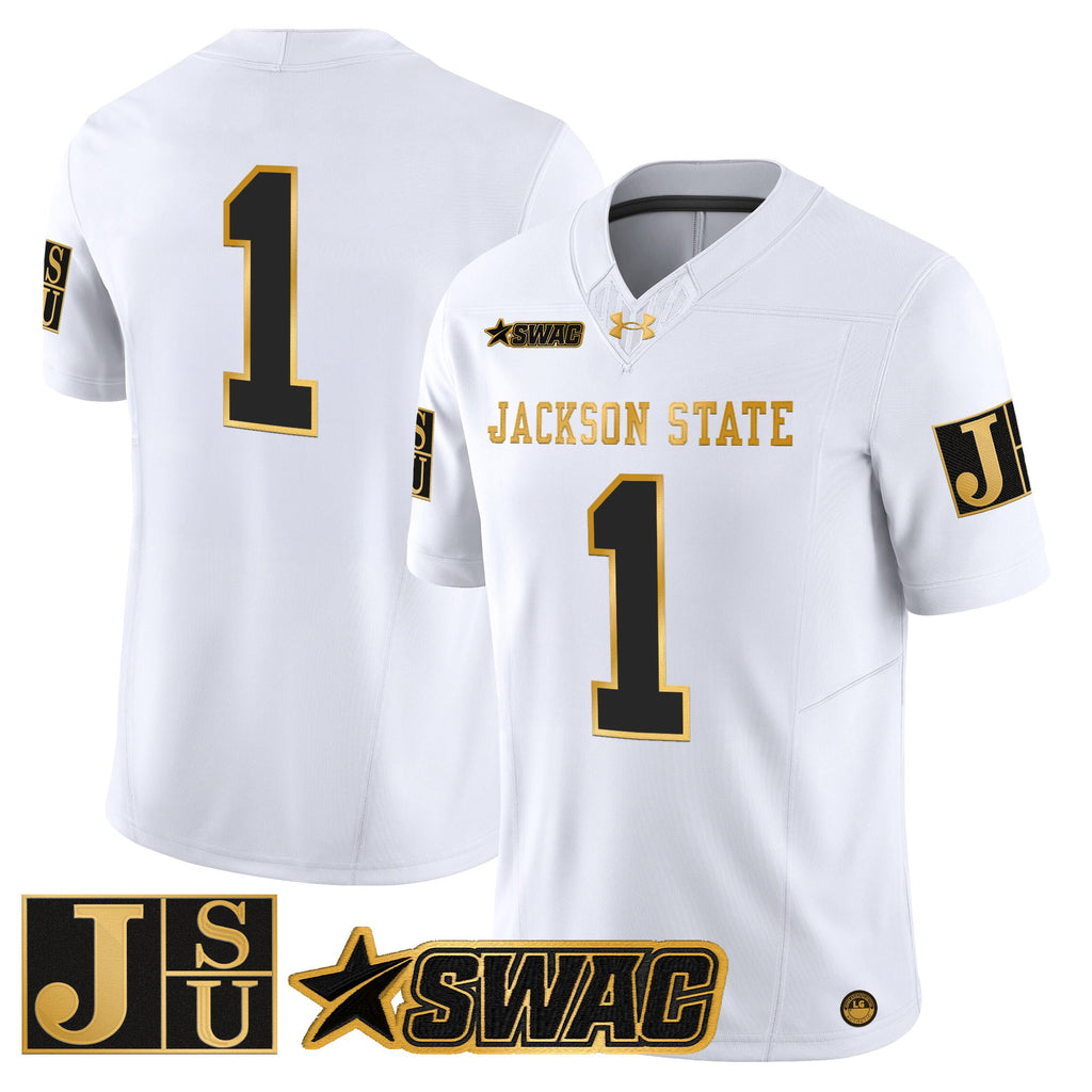 Men's Jackson State Tigers 2025 Gold Vapor Limited Jersey - All Stitched