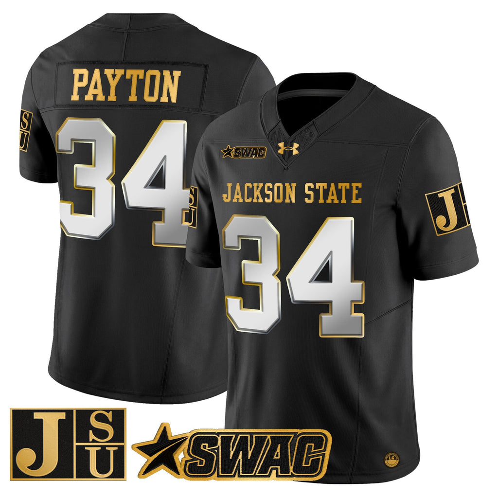 Men's Jackson State Tigers 2025 Gold Vapor Limited Jersey - All Stitched
