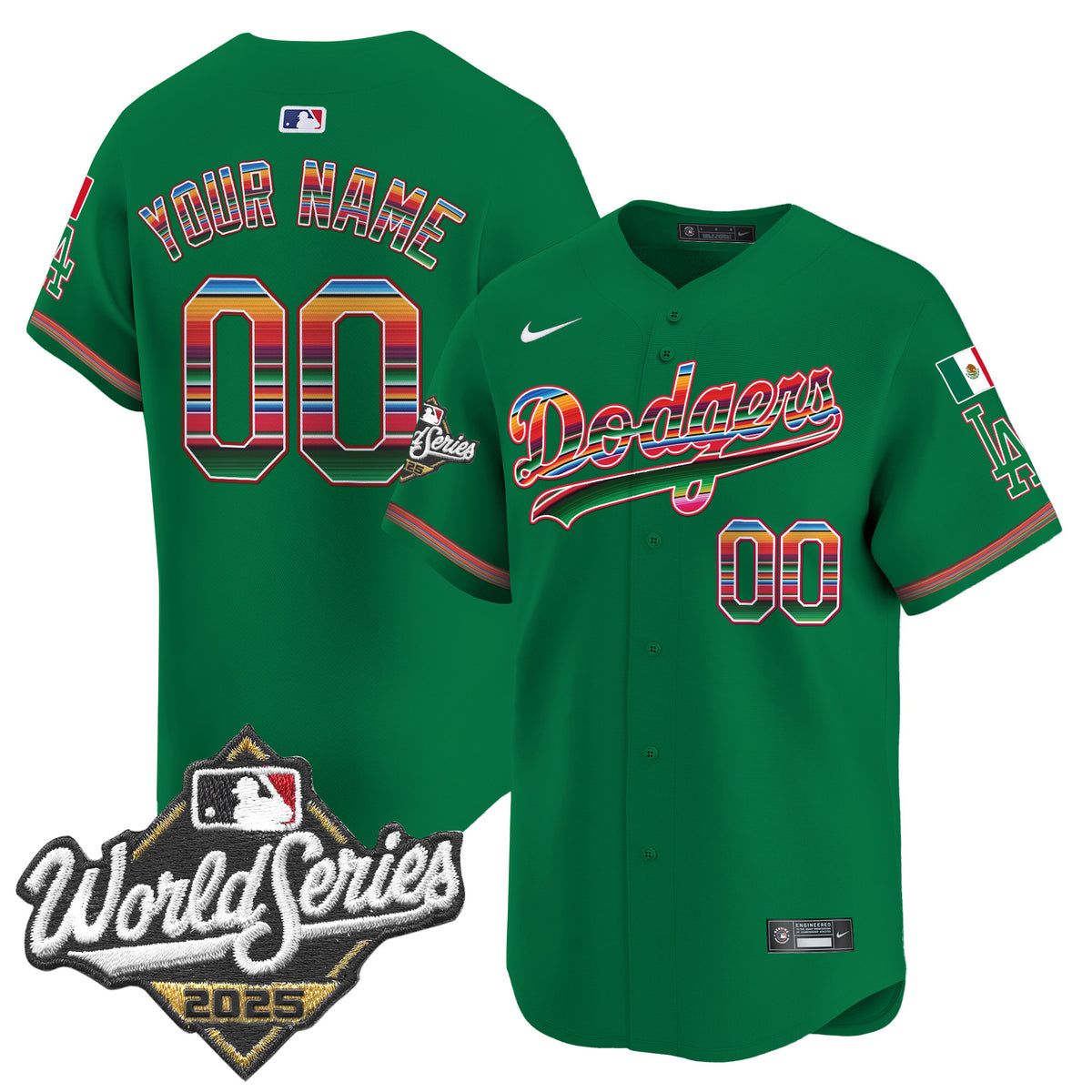 Dodgers Mexico 2025 World Series Vapor Premier Limited Custom Jersey - All Stitched