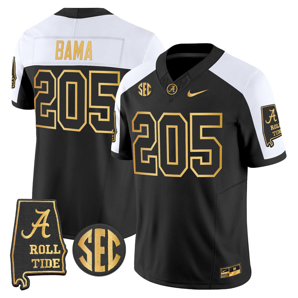 Men's Alabama Crimson Tide 2025 Gold Vapor Limited Jersey - Alabama Map - All Stitched