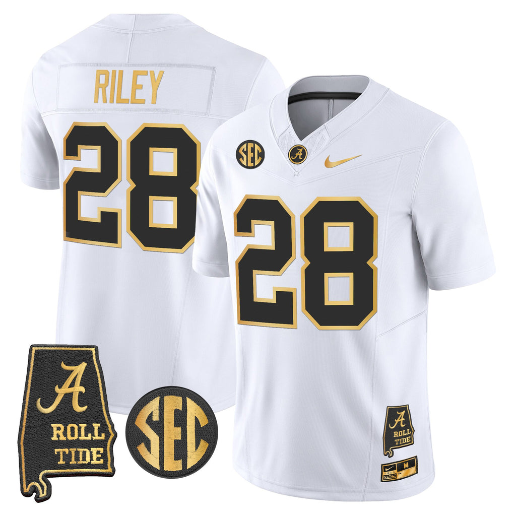 Men's Alabama Crimson Tide 2025 Gold Vapor Limited Jersey - Alabama Map - All Stitched