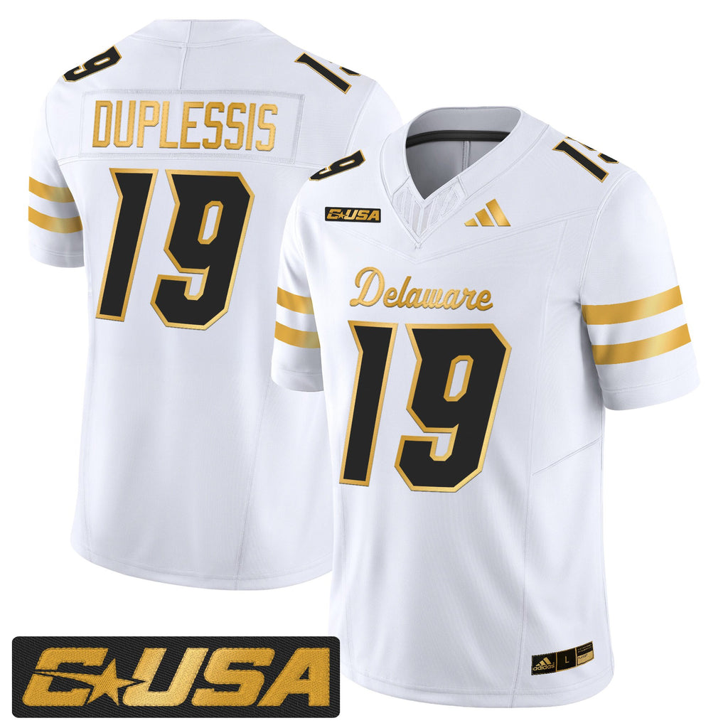 Men's Delaware Blue Hens 2025 Gold Vapor Limited Jersey - All Stitched