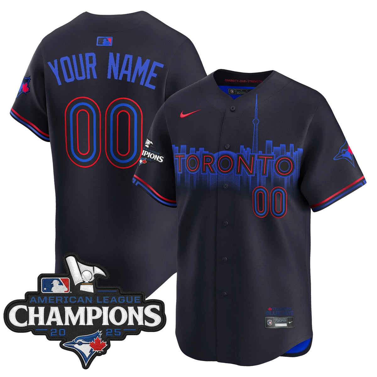 Toronto Blue Jays 2025 American League Champions Vapor Premier Limited Custom Jersey - All Stitched