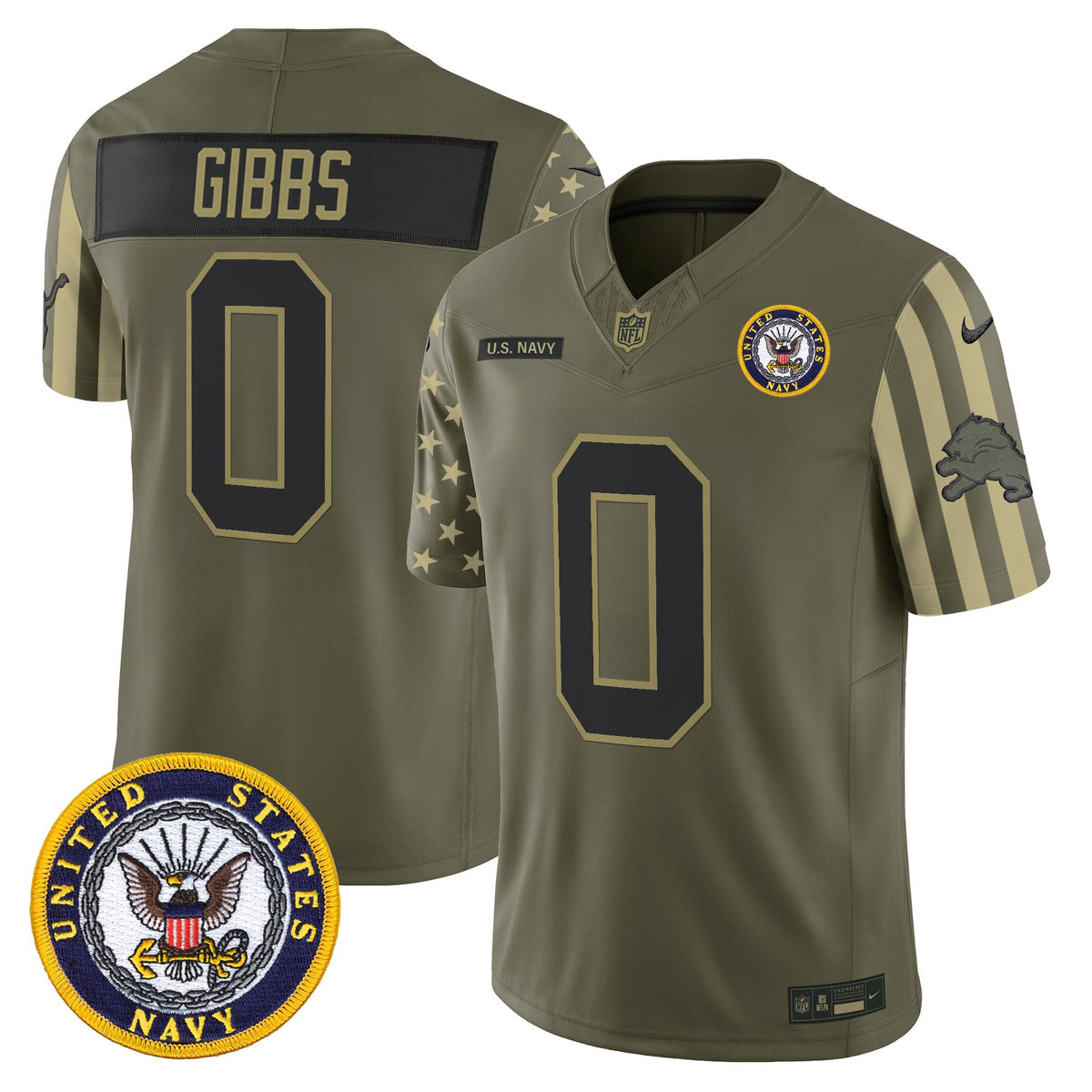 Men's Detroit Lions x U.S. Military Veteran Vapor Limited Jersey - All Stitched