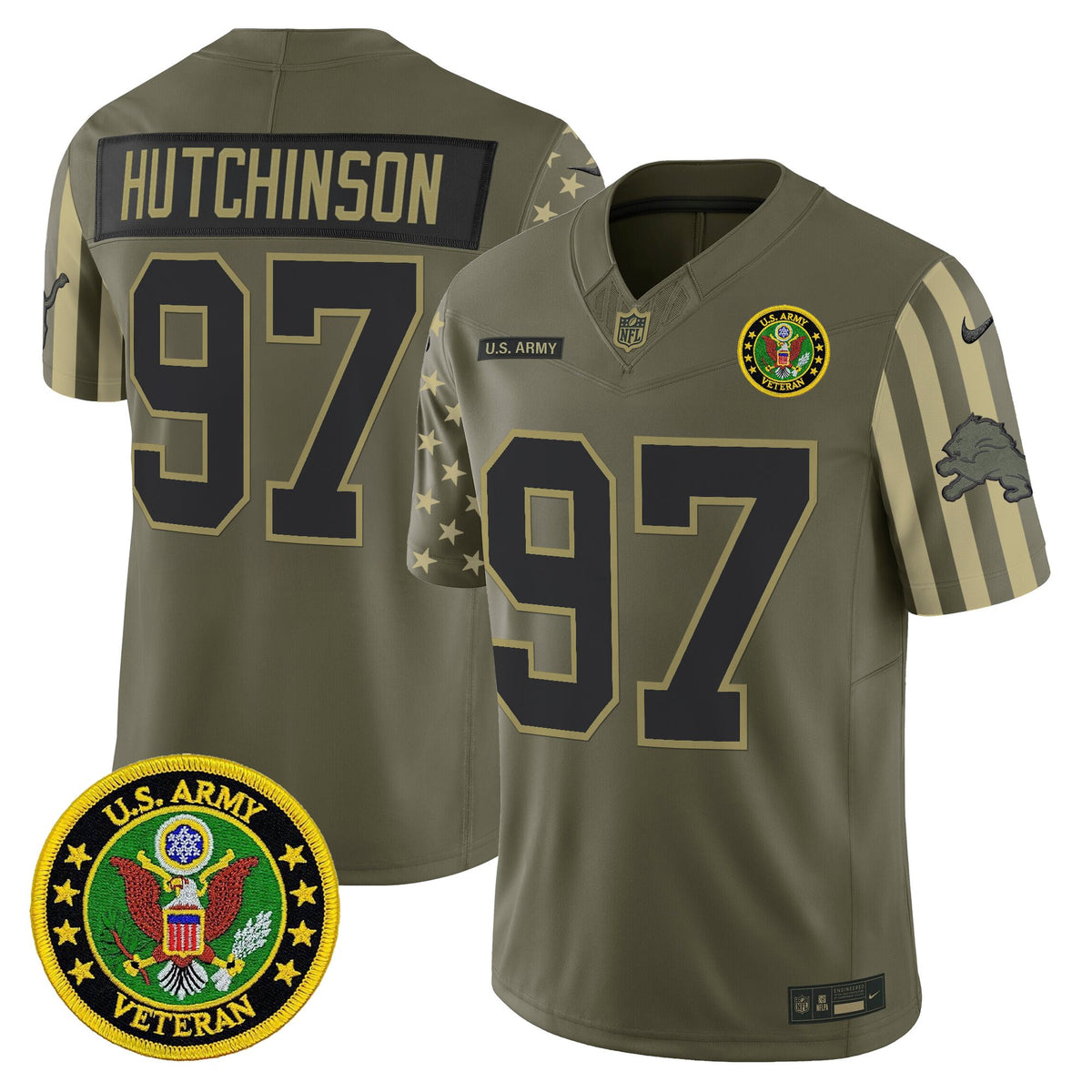 Men's Detroit Lions x U.S. Military Veteran Vapor Limited Jersey - All Stitched