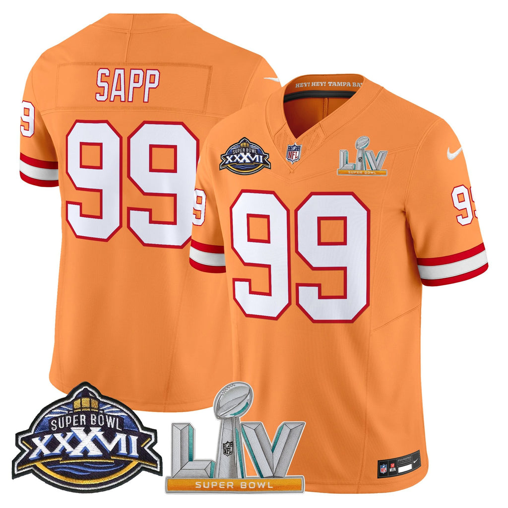 Men's Tampa Bay Buccaneers Super Bowl XXXVII & Super Bowl LV Patch Throwback Vapor Limited Jersey - All Stitched