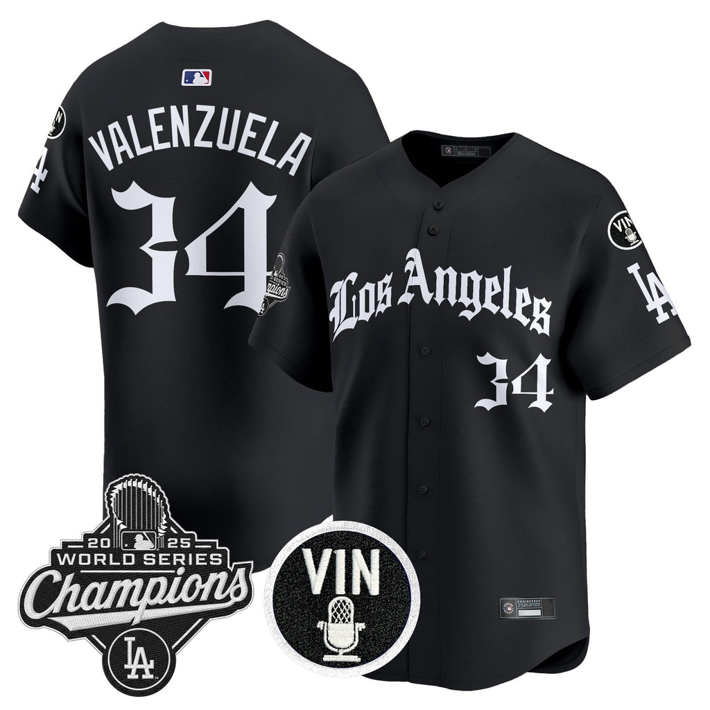 Men's Dodgers 2025 World Series Champions Vapor Premier Limited Jersey - LA Gothic Edition - All Stitched