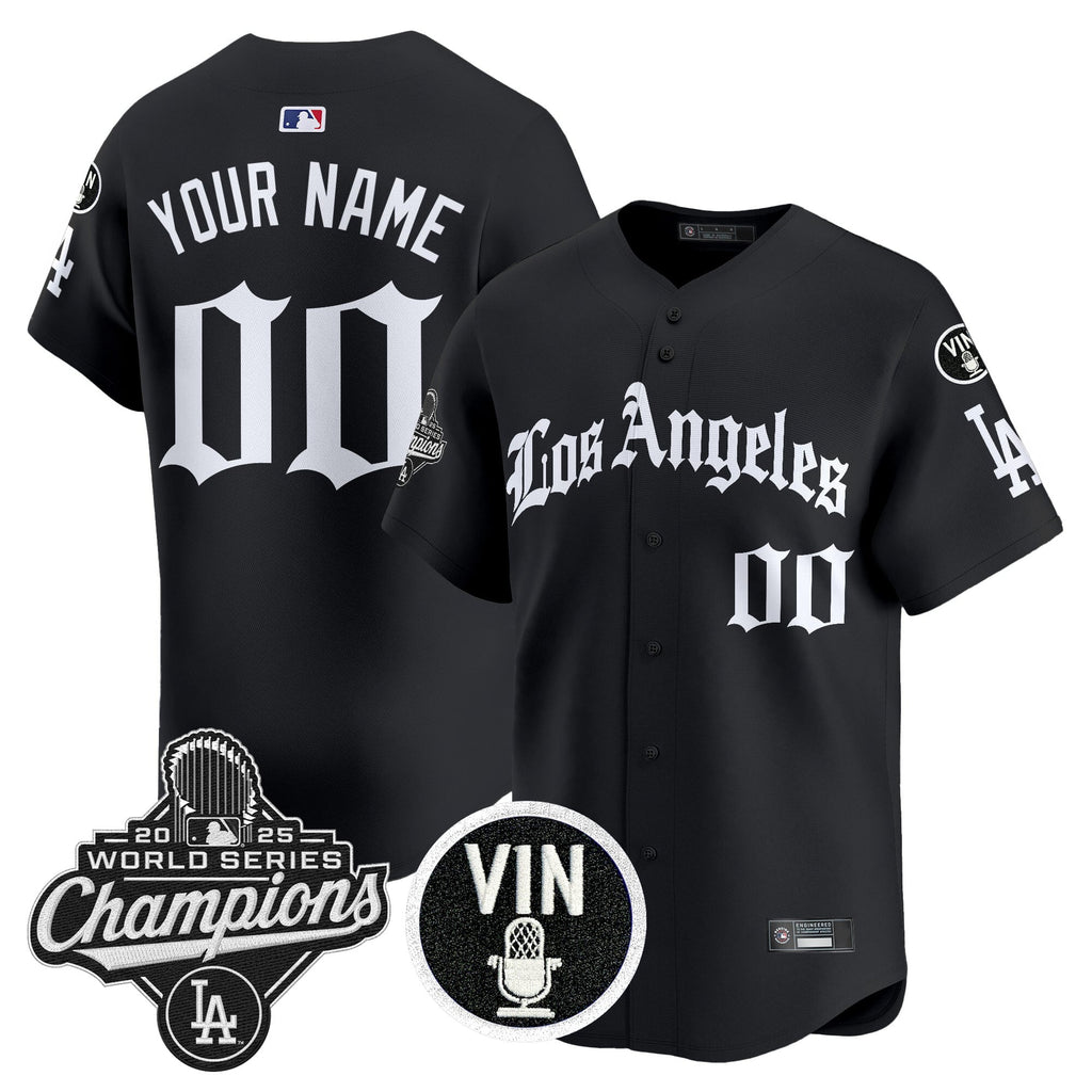 Dodgers 2025 World Series Champions Vapor Premier Limited Custom Jersey - LA Gothic Edition - All Stitched