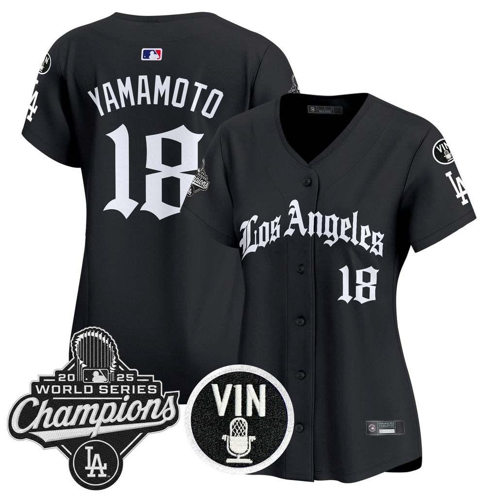 Women's Dodgers 2025 World Series Champions Vapor Premier Limited Jersey - LA Gothic Edition - All Stitched
