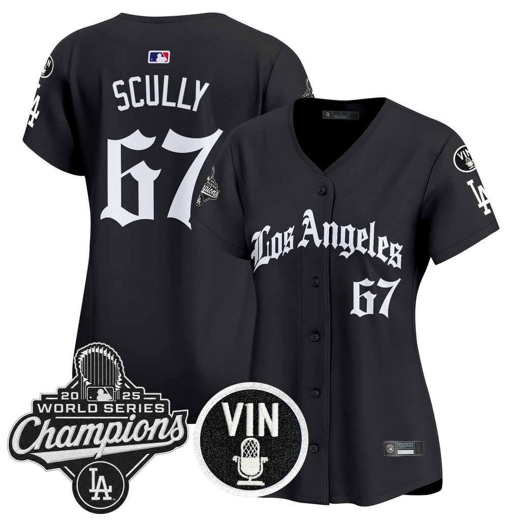 Women's Dodgers 2025 World Series Champions Vapor Premier Limited Jersey - LA Gothic Edition - All Stitched