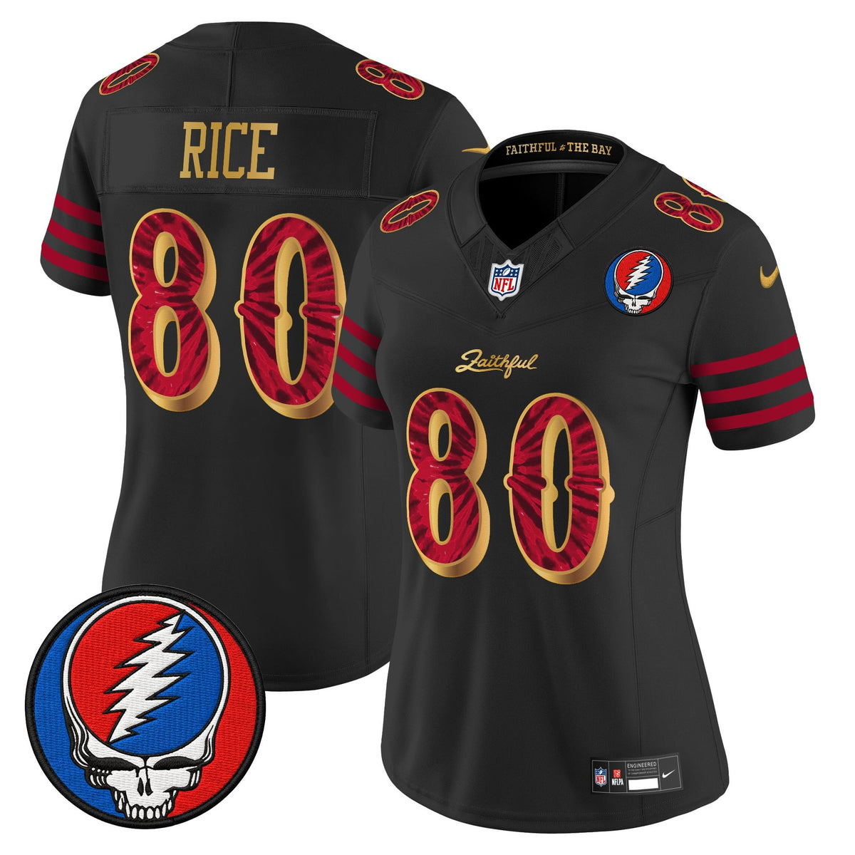 Women's San Francisco 49ers x Grateful Dead Rivalries Vapor Limited Jersey - Rivalries Edition - All Stitched