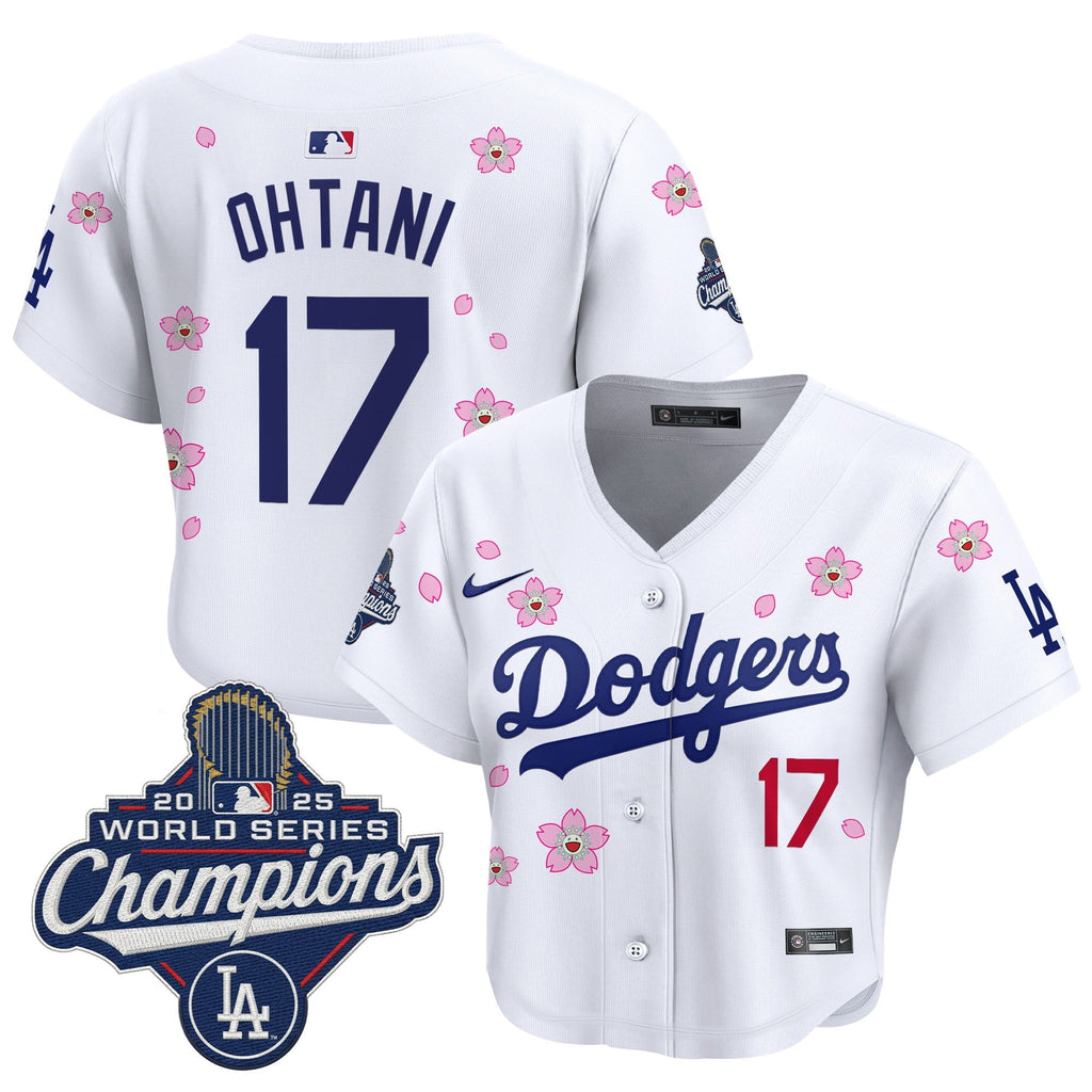 Women's Dodgers 2025 World Series Champions x Tokyo Series Crop Top Baseball Jersey - All Stitched