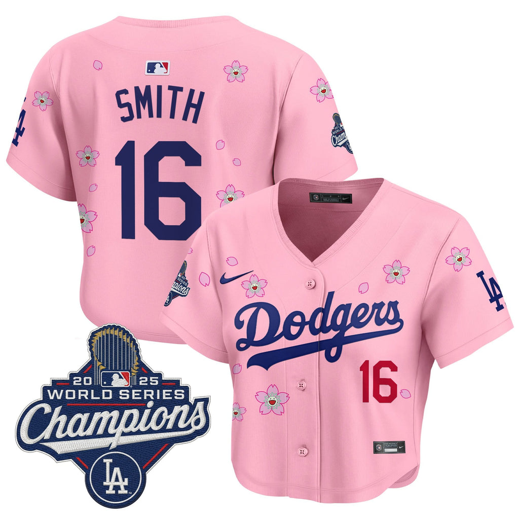 Women's Dodgers 2025 World Series Champions x Tokyo Series Crop Top Baseball Jersey - All Stitched
