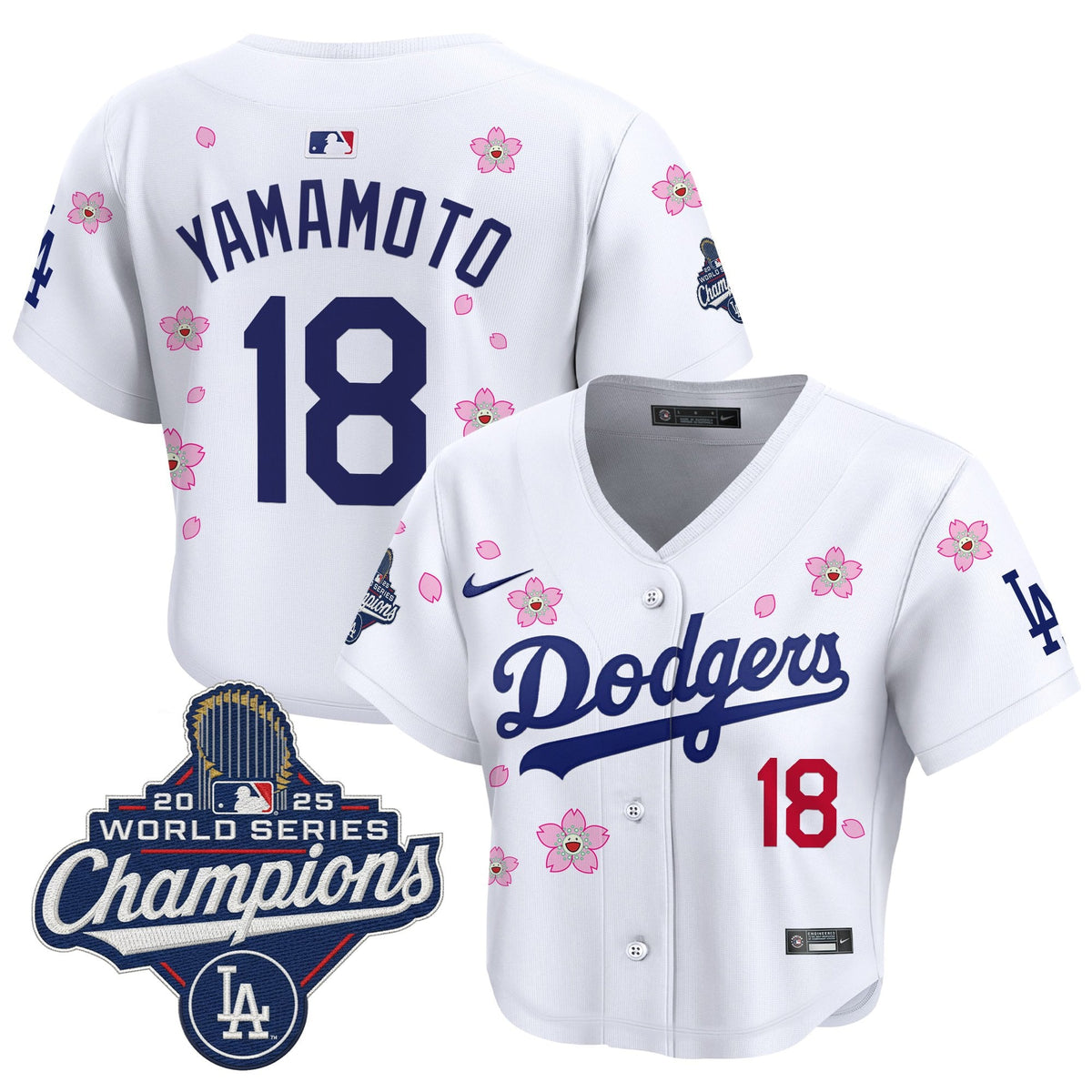 Women's Dodgers 2025 World Series Champions x Tokyo Series Crop Top Baseball Jersey - All Stitched
