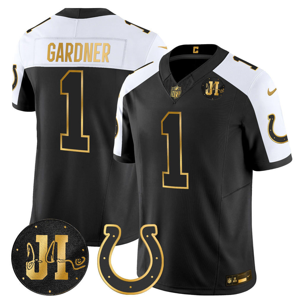 Men's Indianapolis Colts 2025 Jim Irsay Patch Gold Vapor Limited Jersey - All Stitched