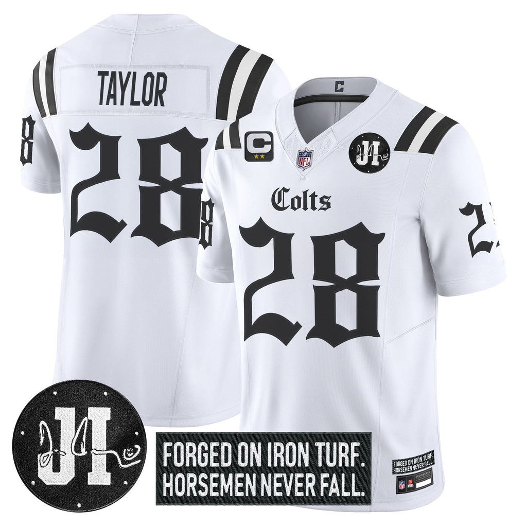 Men's Indianapolis Colts 2025 'Gothic Iron Hoof Edition' Vapor Limited Jersey - Jim Irsay Patch - All Stitched