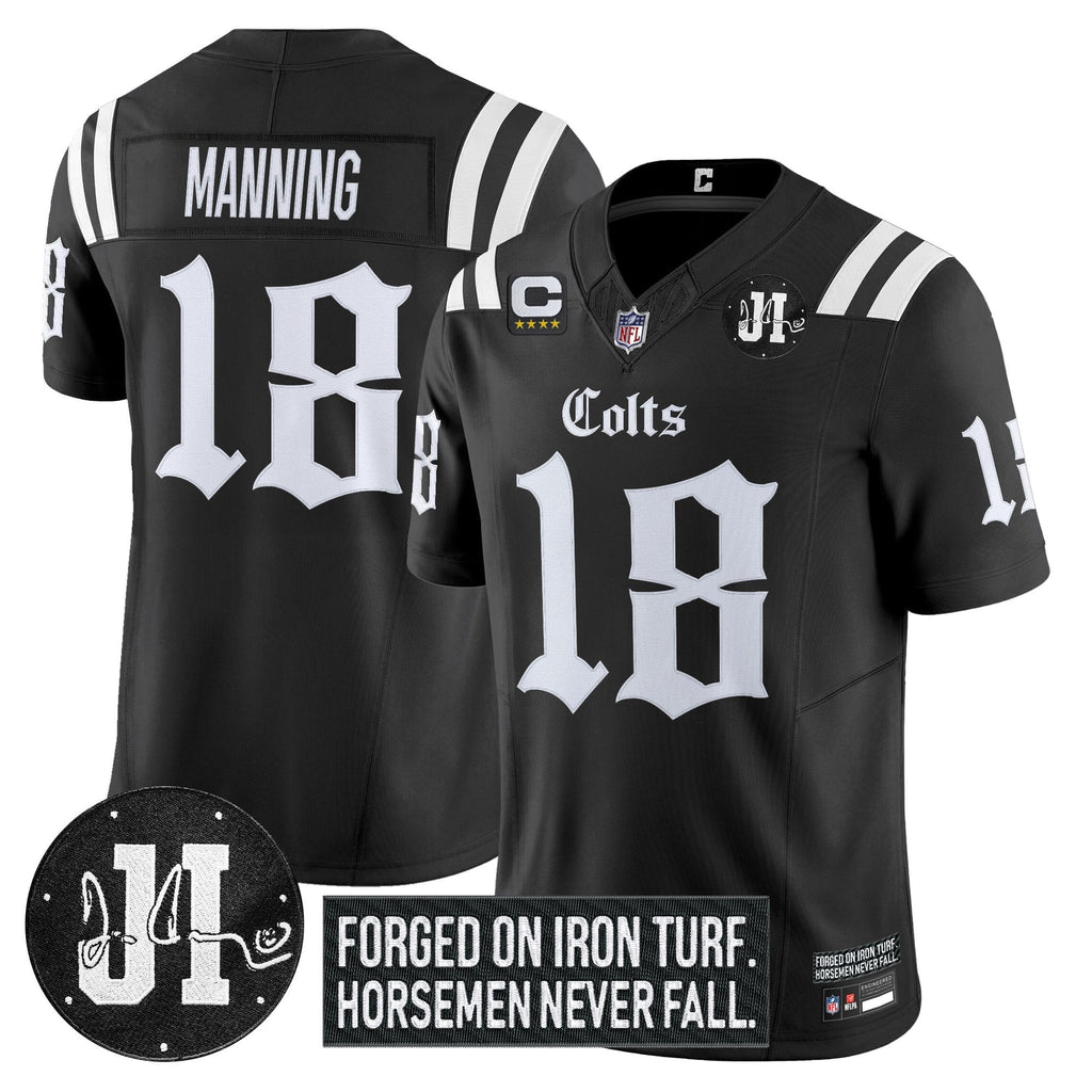 Men's Indianapolis Colts 2025 'Gothic Iron Hoof Edition' Vapor Limited Jersey - Jim Irsay Patch - All Stitched