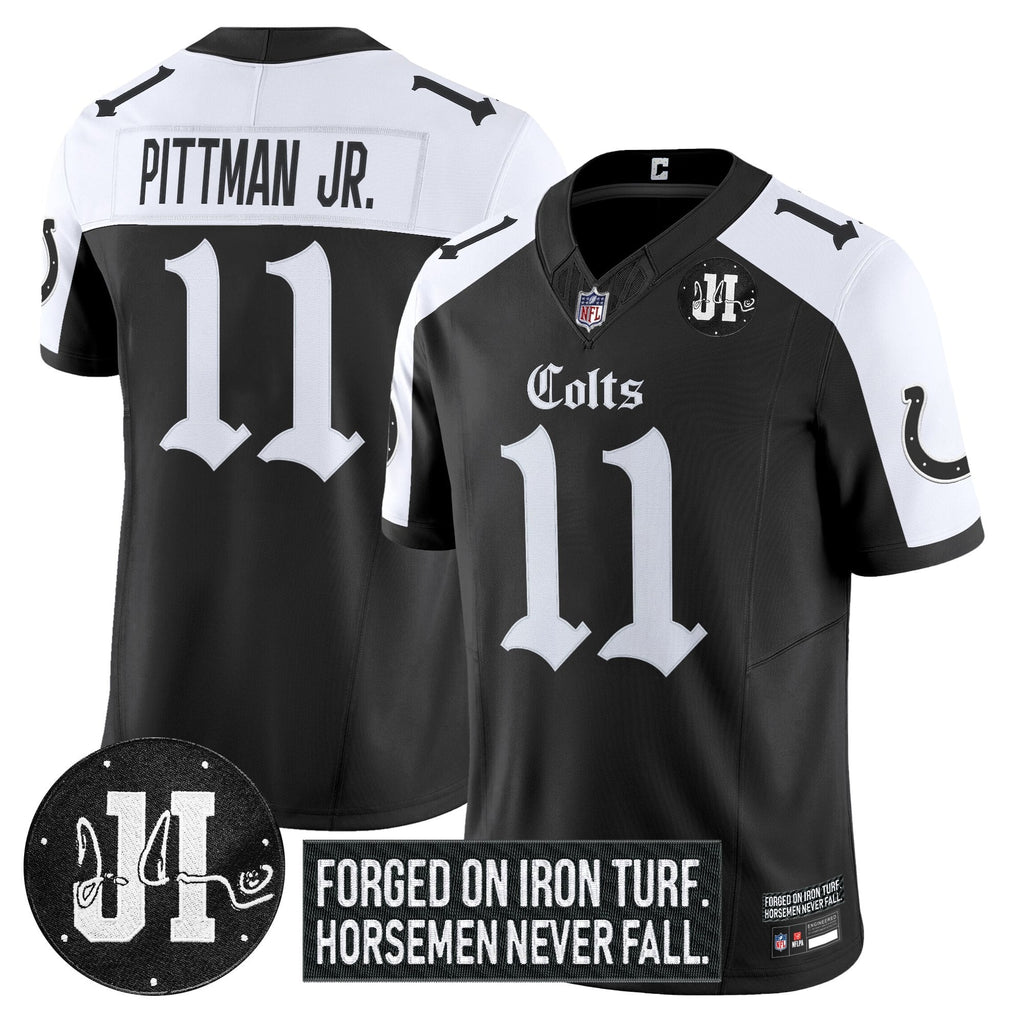 Men's Indianapolis Colts 2025 'Gothic Iron Hoof Edition' Vapor Limited Jersey - Jim Irsay Patch - All Stitched