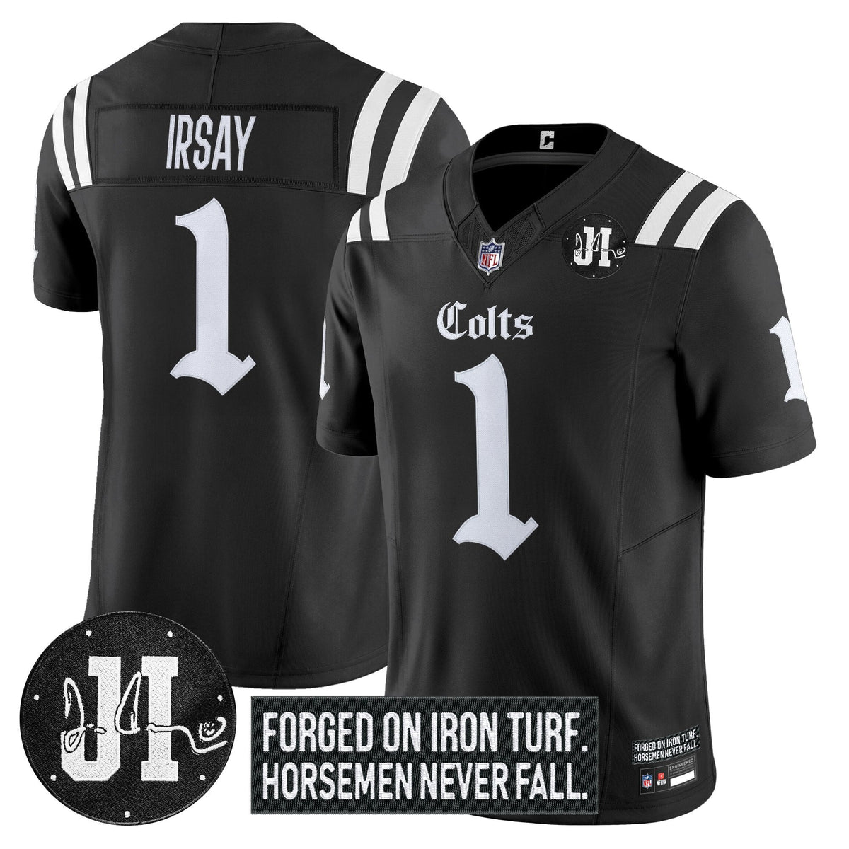 Men's Indianapolis Colts 2025 'Gothic Iron Hoof Edition' Vapor Limited Jersey - Jim Irsay Patch - All Stitched
