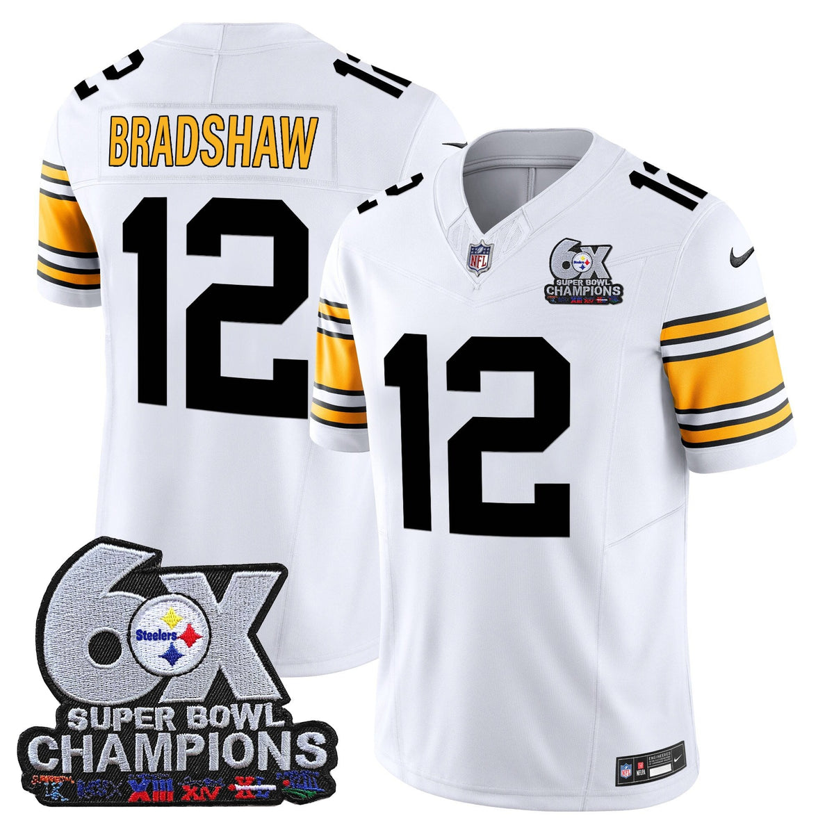 Men's Pittsburgh Steelers 6-Time Champions Patch Vapor Limited Jersey - All Stitched