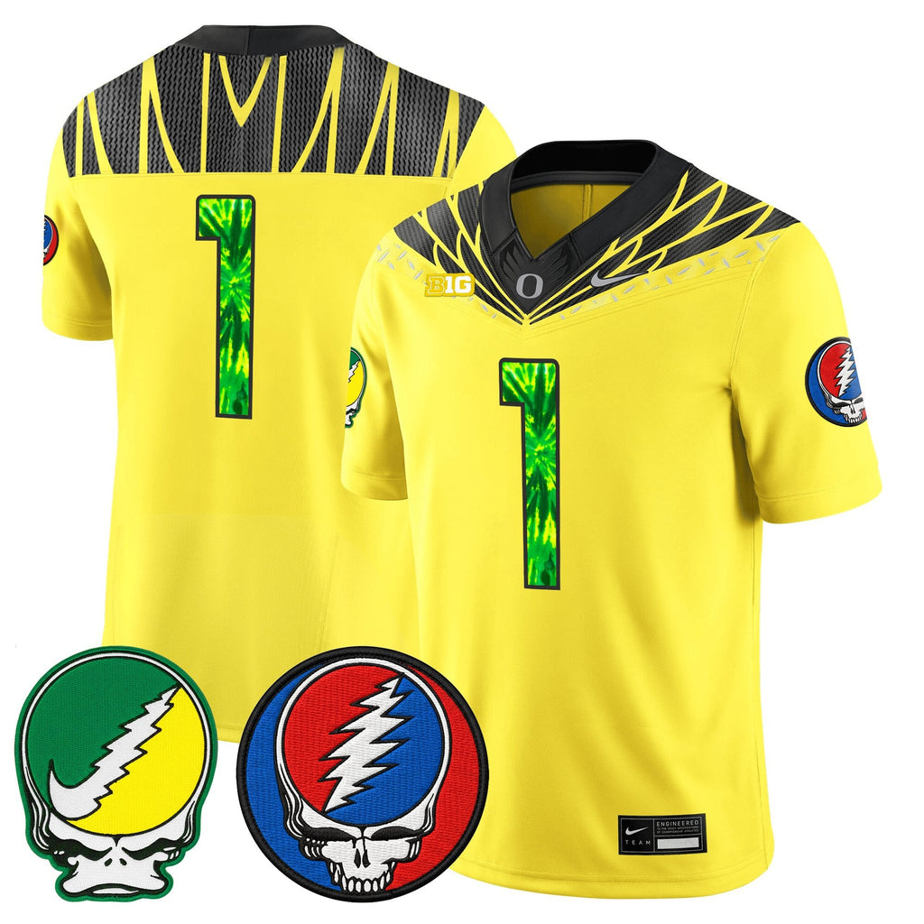 Men's Oregon Ducks 2025 'Grateful Ducks x Grateful Dead' Vapor Limited Jersey - All Stitched