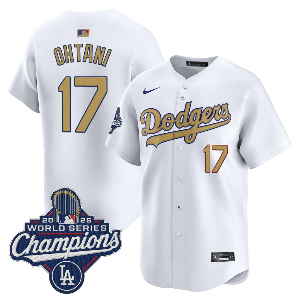 Dodgers 2025 World Series Champions Gold Vapor Premier Limited Jersey - All Stitched