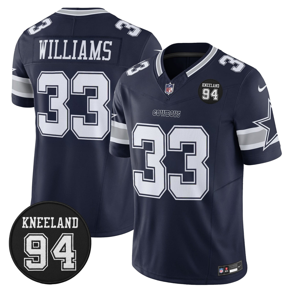 Men's Dallas Cowboys #94 Marshawn Kneeland Memorial Patch Vapor Limited Jersey - All Stitched