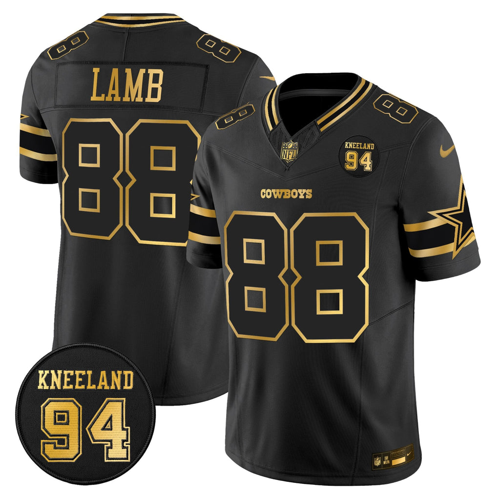 Men's Dallas Cowboys #94 Marshawn Kneeland Memorial Patch Gold Vapor Limited Jersey - All Stitched