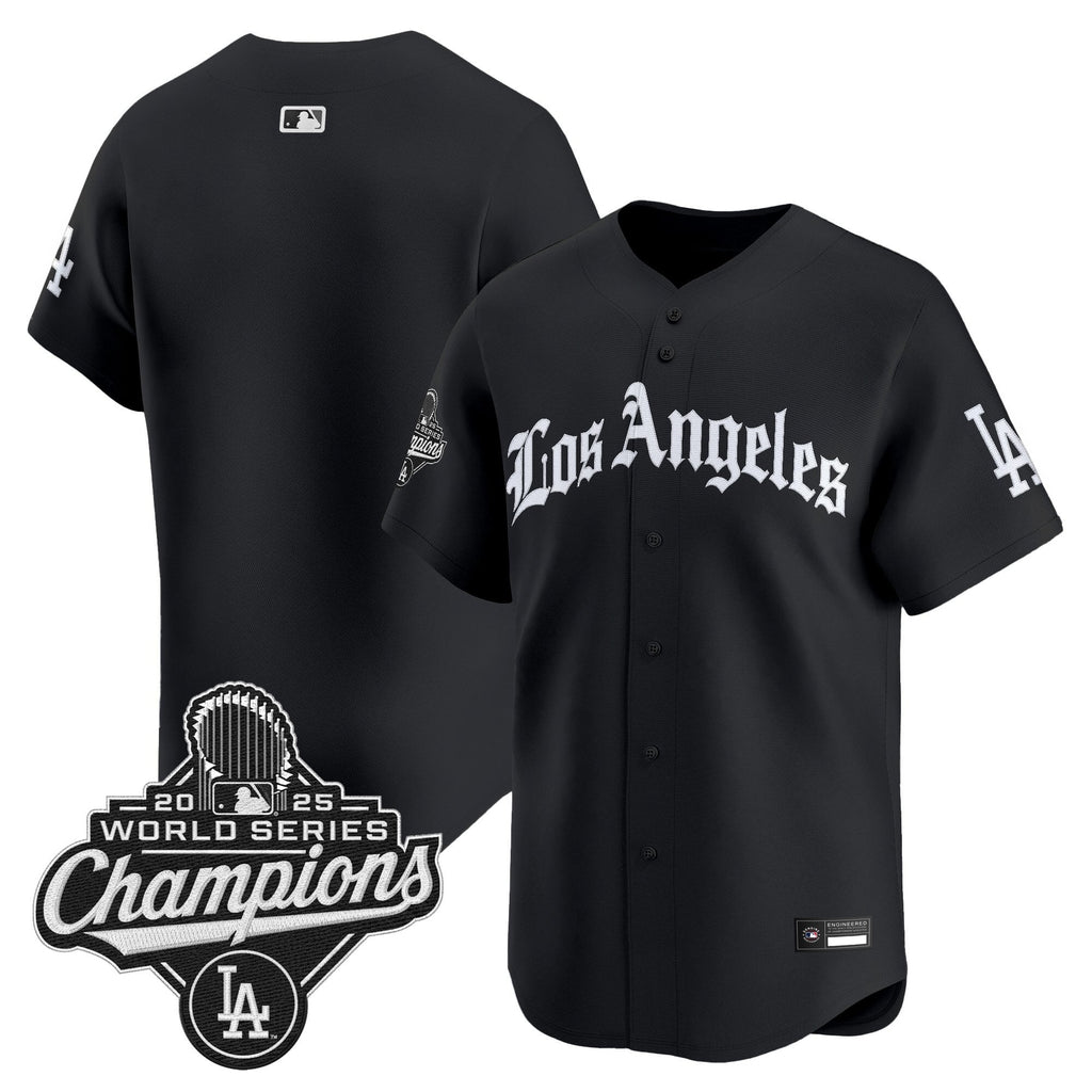 Men's Dodgers 2025 World Series Champions Vapor Premier Limited Jersey V2 - LA Gothic Edition - All Stitched