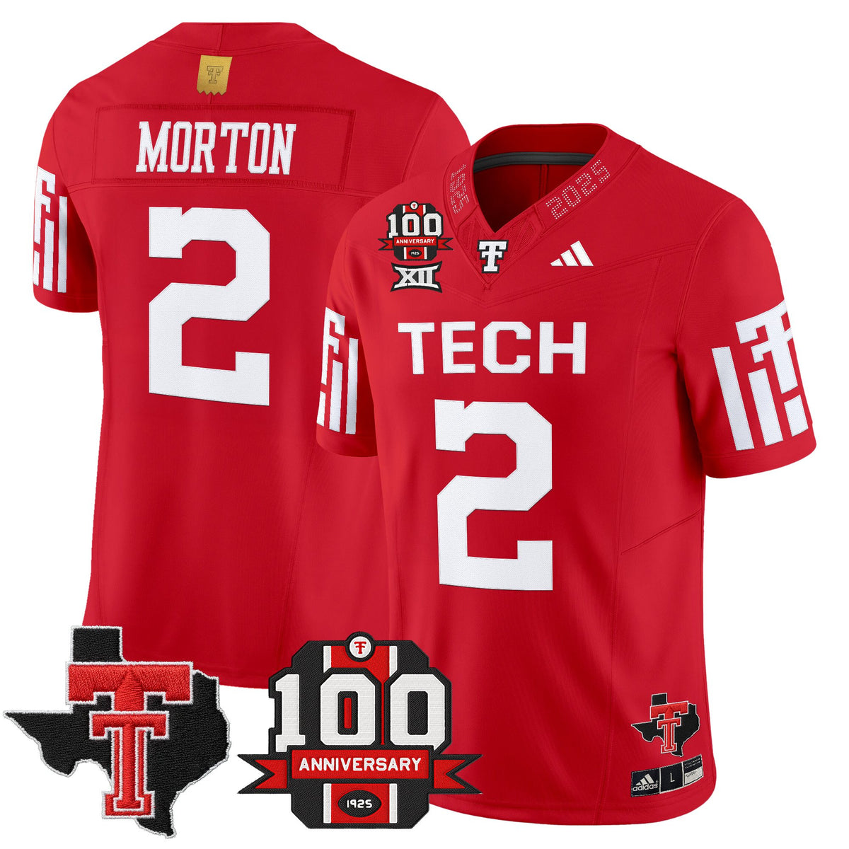 Men's Texas Tech Red Raiders 2025 Vapor Limited Jersey - 100th Anniversary & Texas Patch - All Stitched