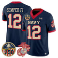 Men's Navy Midshipmen Vapor USMC Premier Jersey - 250th Anniversary Patch - All Stitched