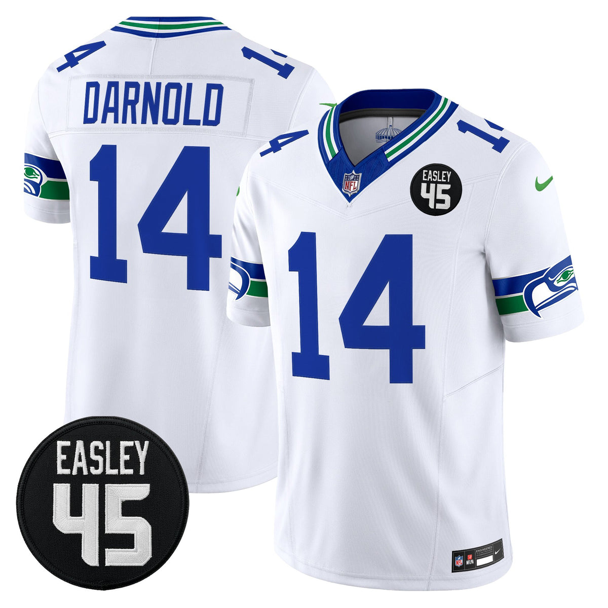 Men's Seattle Seahawks #45 Kenny Easley Memorial Patch Vapor Limited Jersey - All Stitched