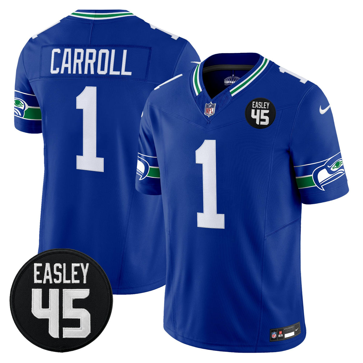 Men's Seattle Seahawks #45 Kenny Easley Memorial Patch Vapor Limited Jersey - All Stitched