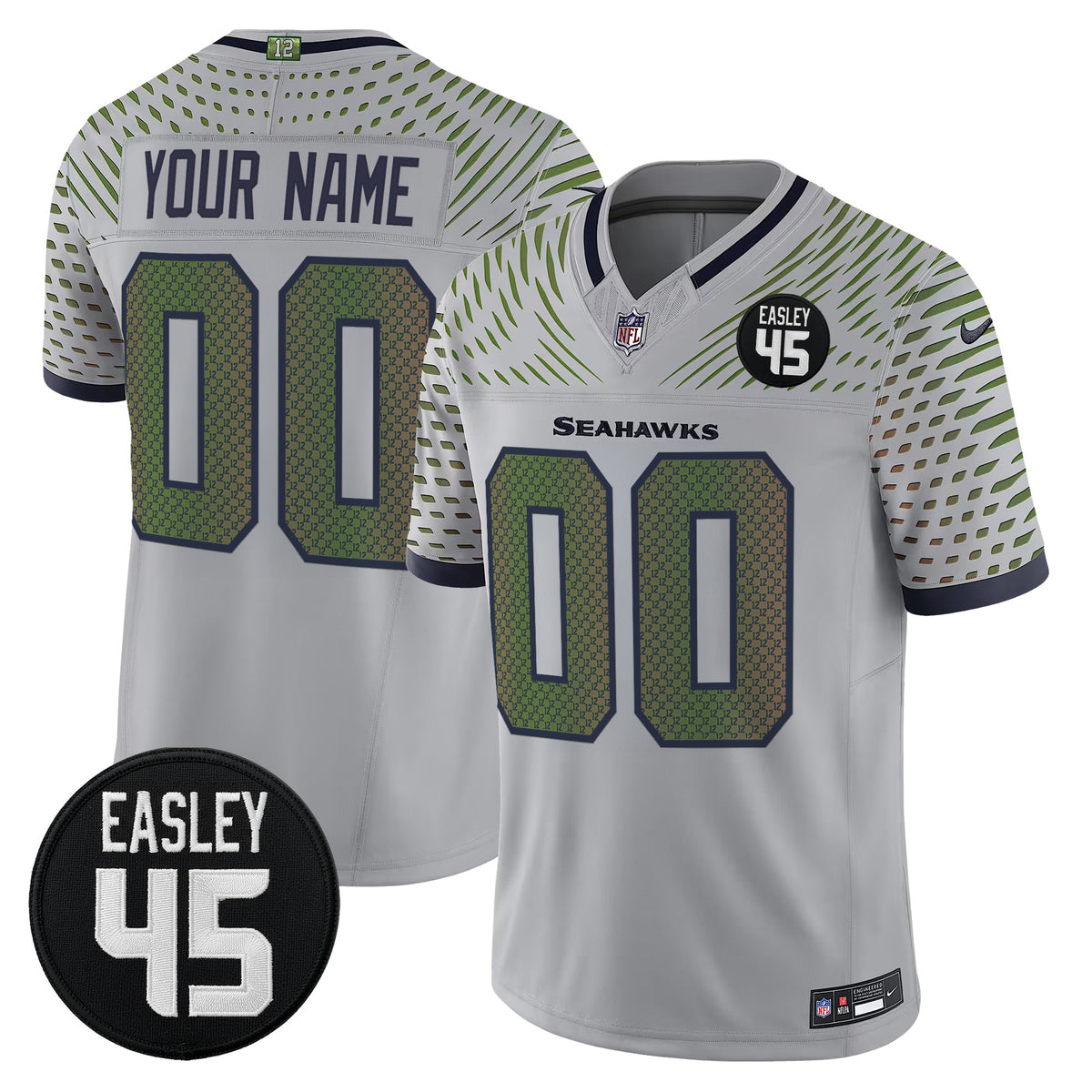 Seattle Seahawks #45 Kenny Easley Memorial Patch Vapor Limited Custom Jersey - All Stitched