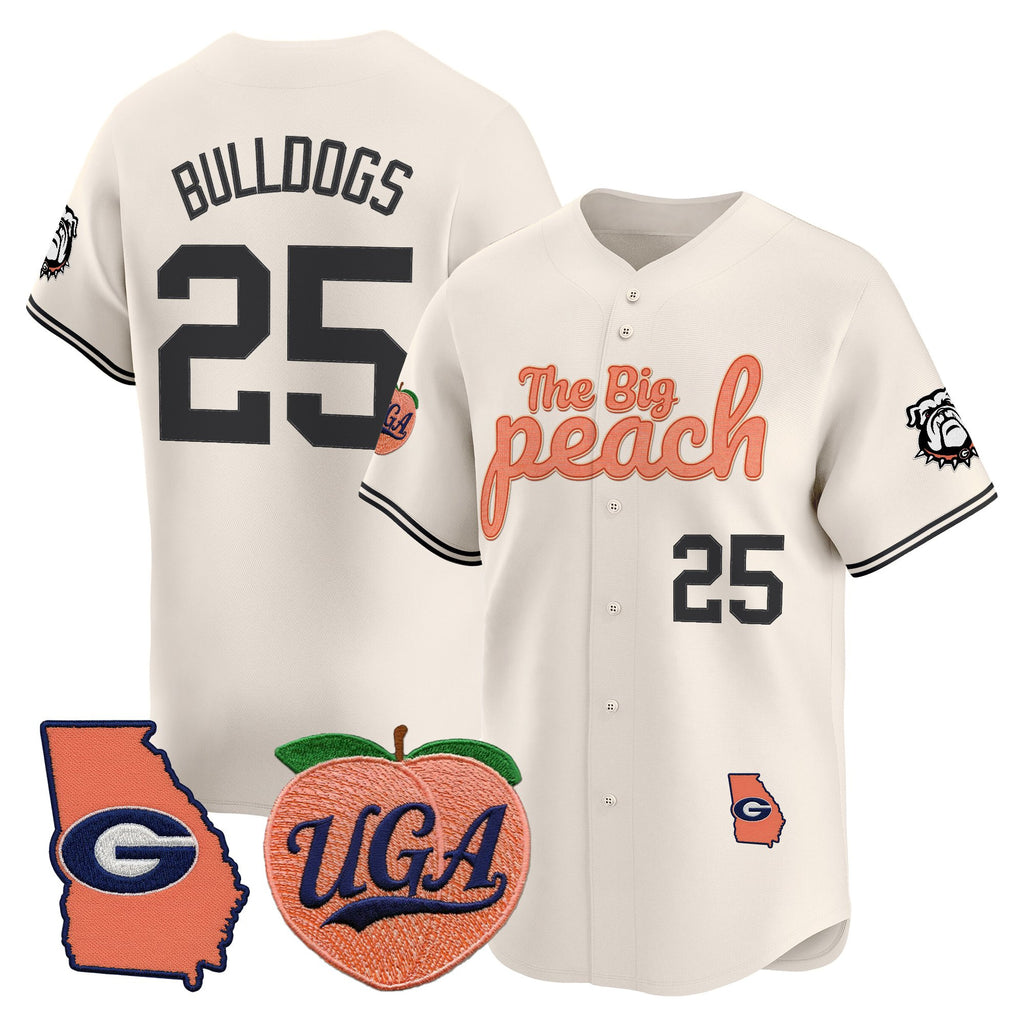 Men's Georgia Bulldogs The Big Peach Vapor Baseball Jersey - All stitched