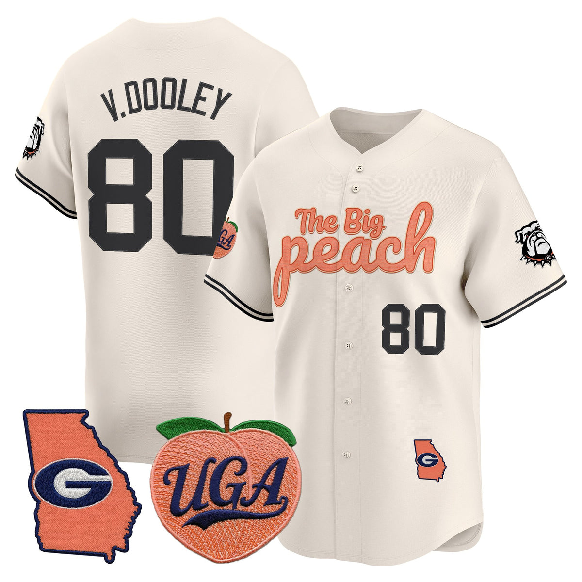 Men's Georgia Bulldogs The Big Peach Vapor Baseball Jersey - All stitched