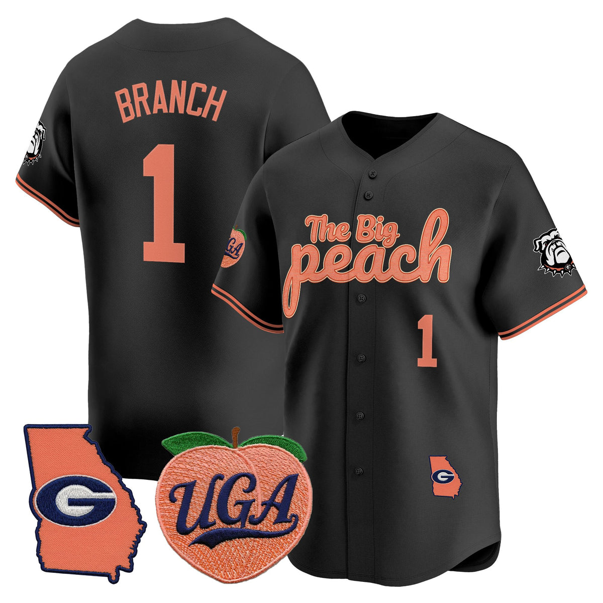 Men's Georgia Bulldogs The Big Peach Vapor Baseball Jersey - All stitched