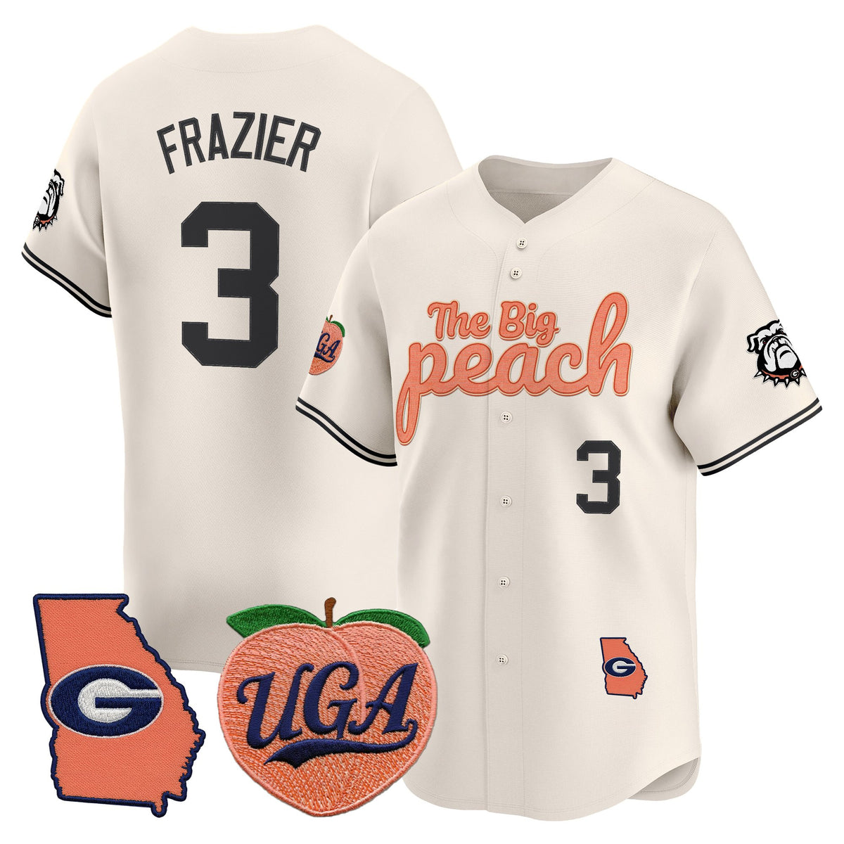 Men's Georgia Bulldogs The Big Peach Vapor Baseball Jersey - All stitched