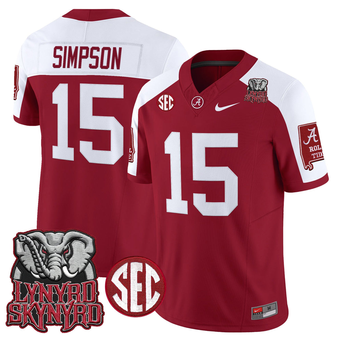 Men's Alabama Crimson Tide x Lynyrd Skynyrd Vapor Limited Jersey - Alabama Map - All Stitched