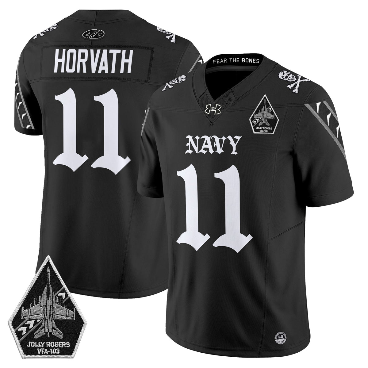 Men's Navy Midshipmen 'Jolly Rogers: Gothic Squadron Edition' Vapor Limited Jersey - All Stitched