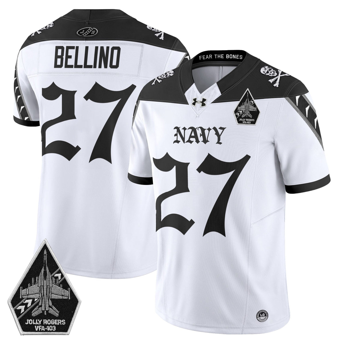 Men's Navy Midshipmen 'Jolly Rogers: Gothic Squadron Edition' Vapor Limited Jersey - All Stitched