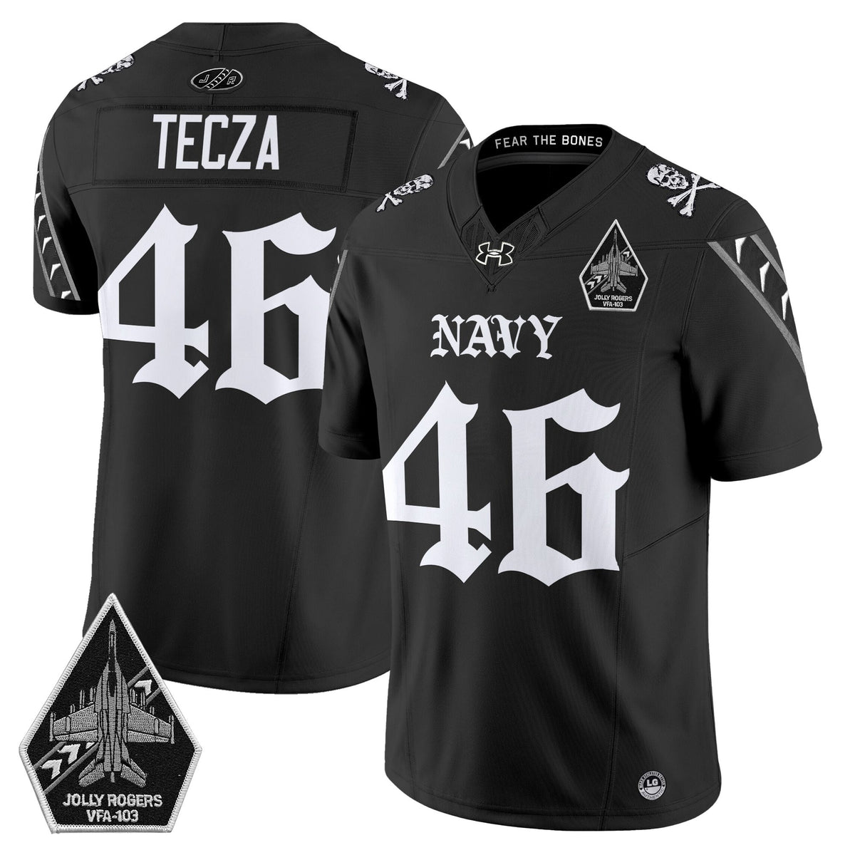 Men's Navy Midshipmen 'Jolly Rogers: Gothic Squadron Edition' Vapor Limited Jersey - All Stitched