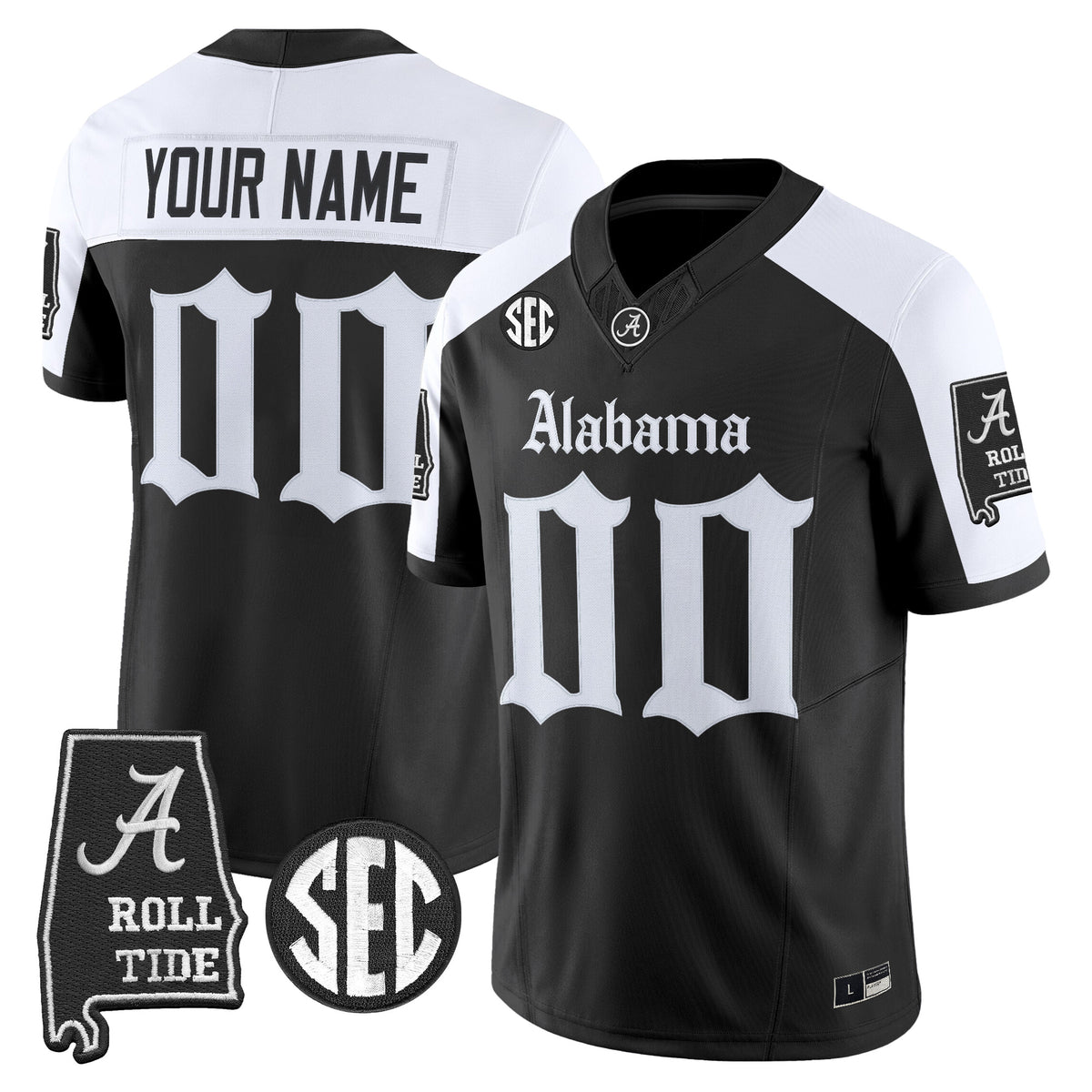 Alabama Crimson Tide 'Gothic Edition' Vapor Limited Custom Jersey - Alabama Map - All Stitched