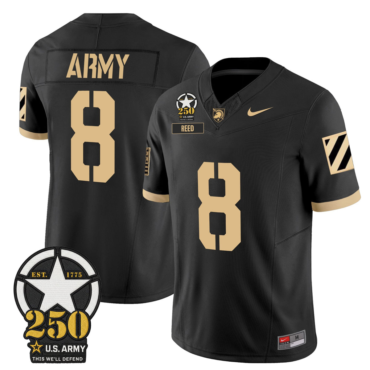 Men's Army Black Knights 250th Anniversary Patch Vapor Limited Jersey - All Stitched