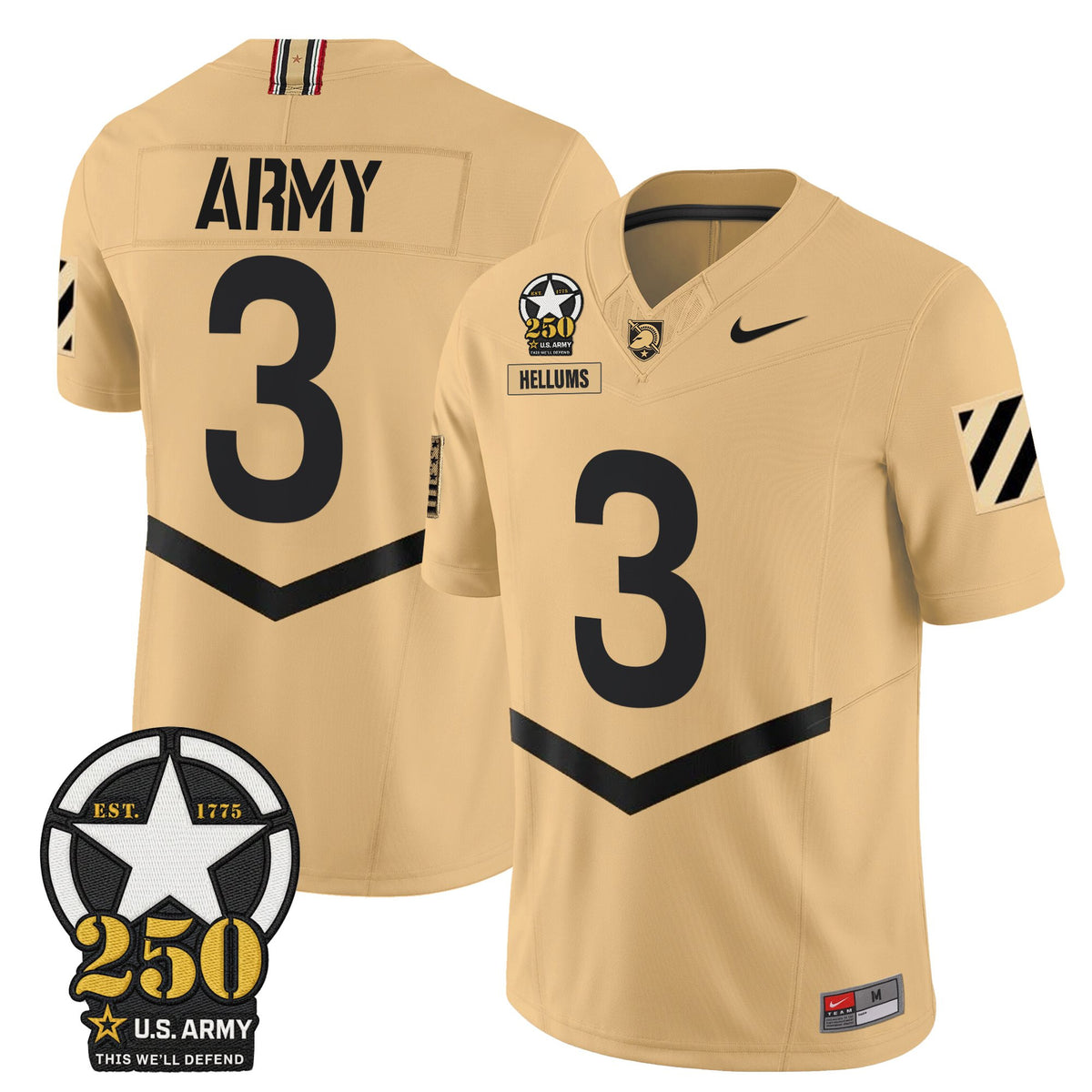 Men's Army Black Knights 250th Anniversary Patch Vapor Limited Jersey - All Stitched