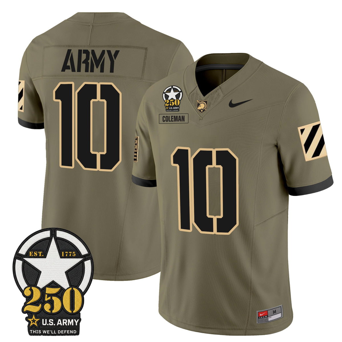 Men's Army Black Knights 250th Anniversary Patch Vapor Limited Jersey - All Stitched
