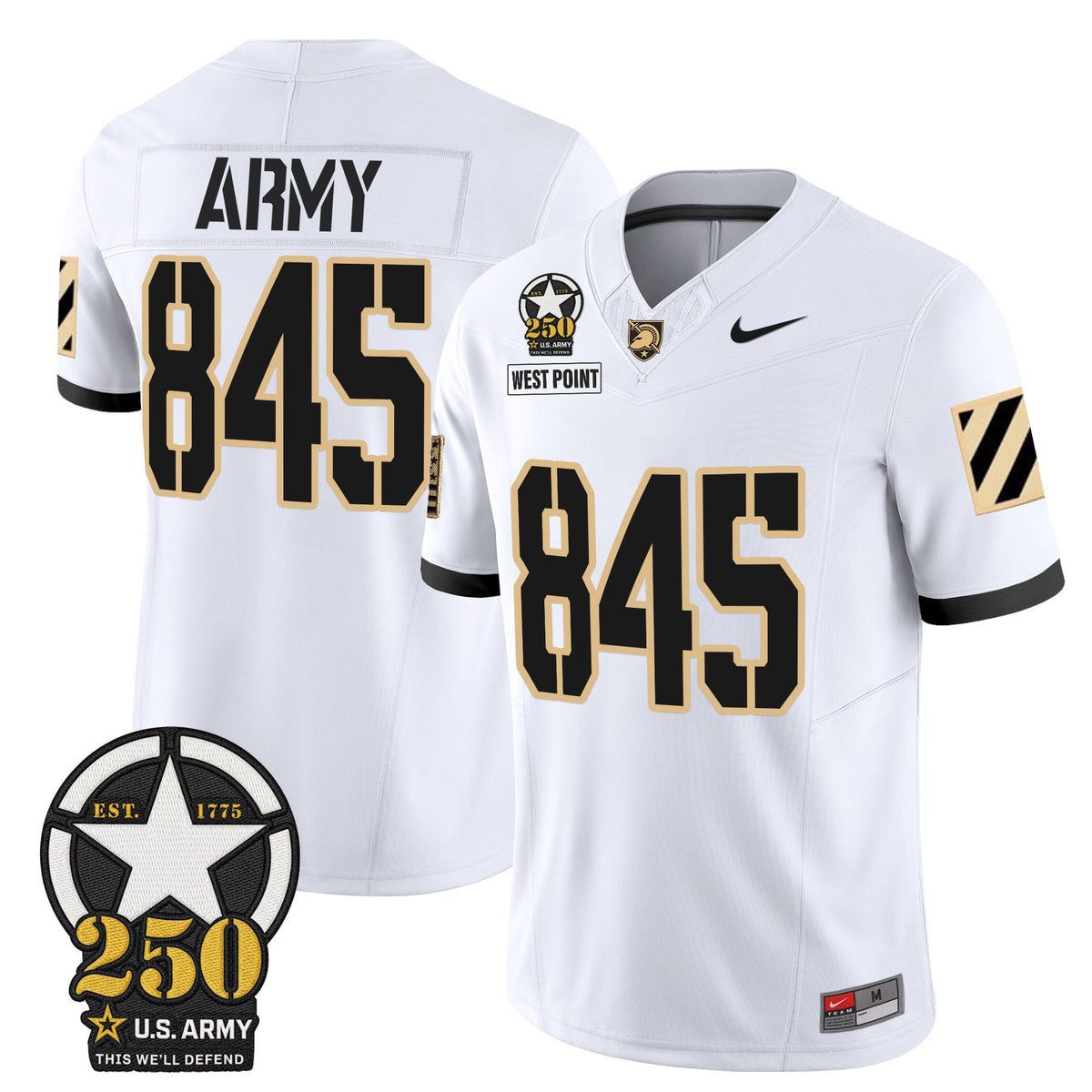 Men's Army Black Knights 250th Anniversary Patch Vapor Limited Jersey - All Stitched