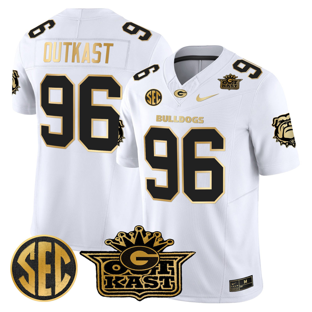 Men's Outkast x Georgia Bulldogs Gold Vapor Limited Jersey - All stitched