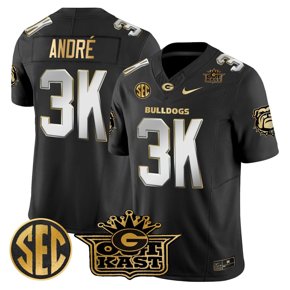 Men's Outkast x Georgia Bulldogs Gold Vapor Limited Jersey - All stitched